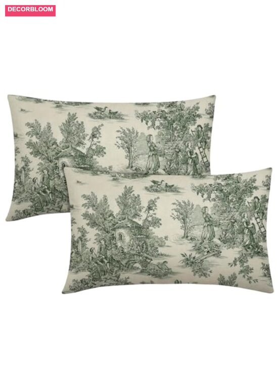 Other - French Country Linen Lumbar Pillow Covers Set of 2, Cottage Decor